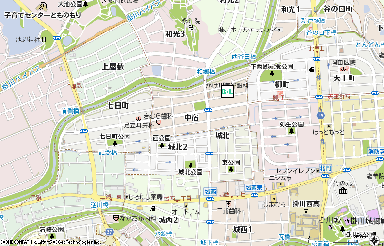コンタクトレンズアイカイ掛川店付近の地図